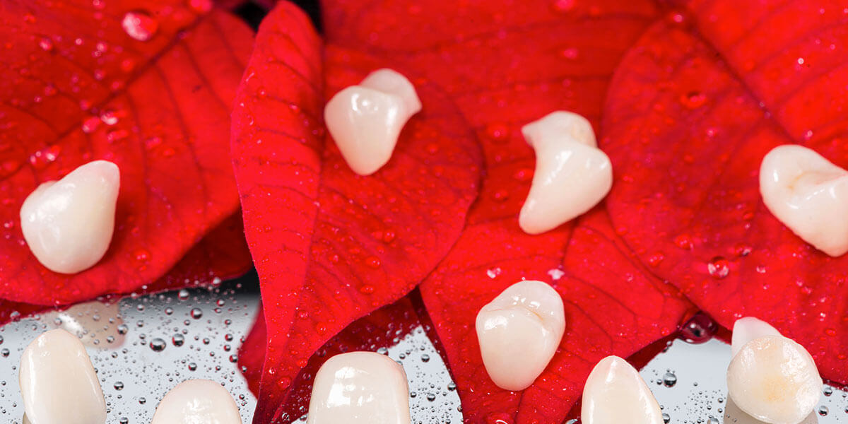 Dental Crowns over leaves